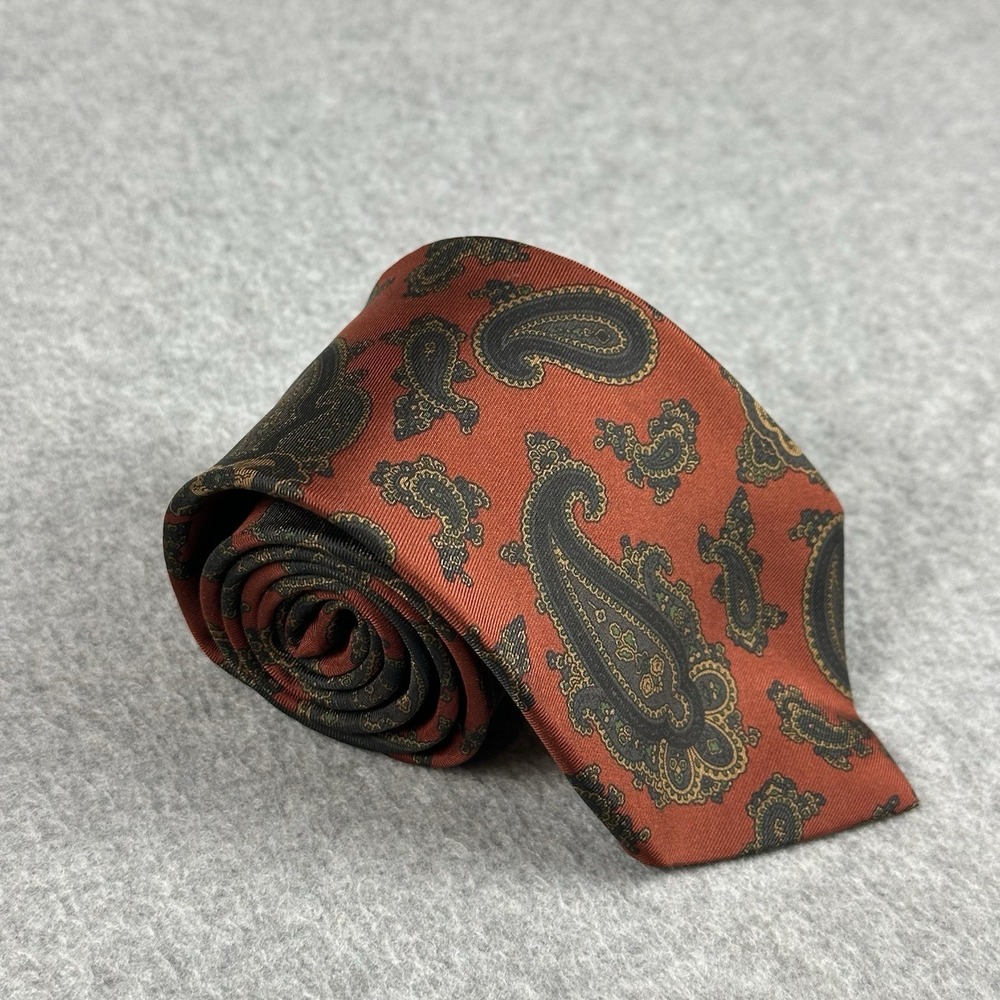 Vintage Jordan Marsh Silk Paisley Tie Red Black Necktie USA Classic